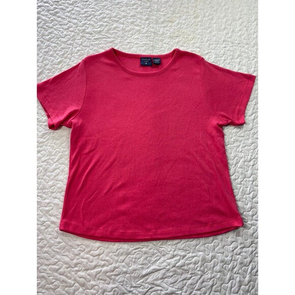 Mountain Lake Pink Knit Ribber Short Sleeve Crewneck T shirt size large - Picture 1 of 4
